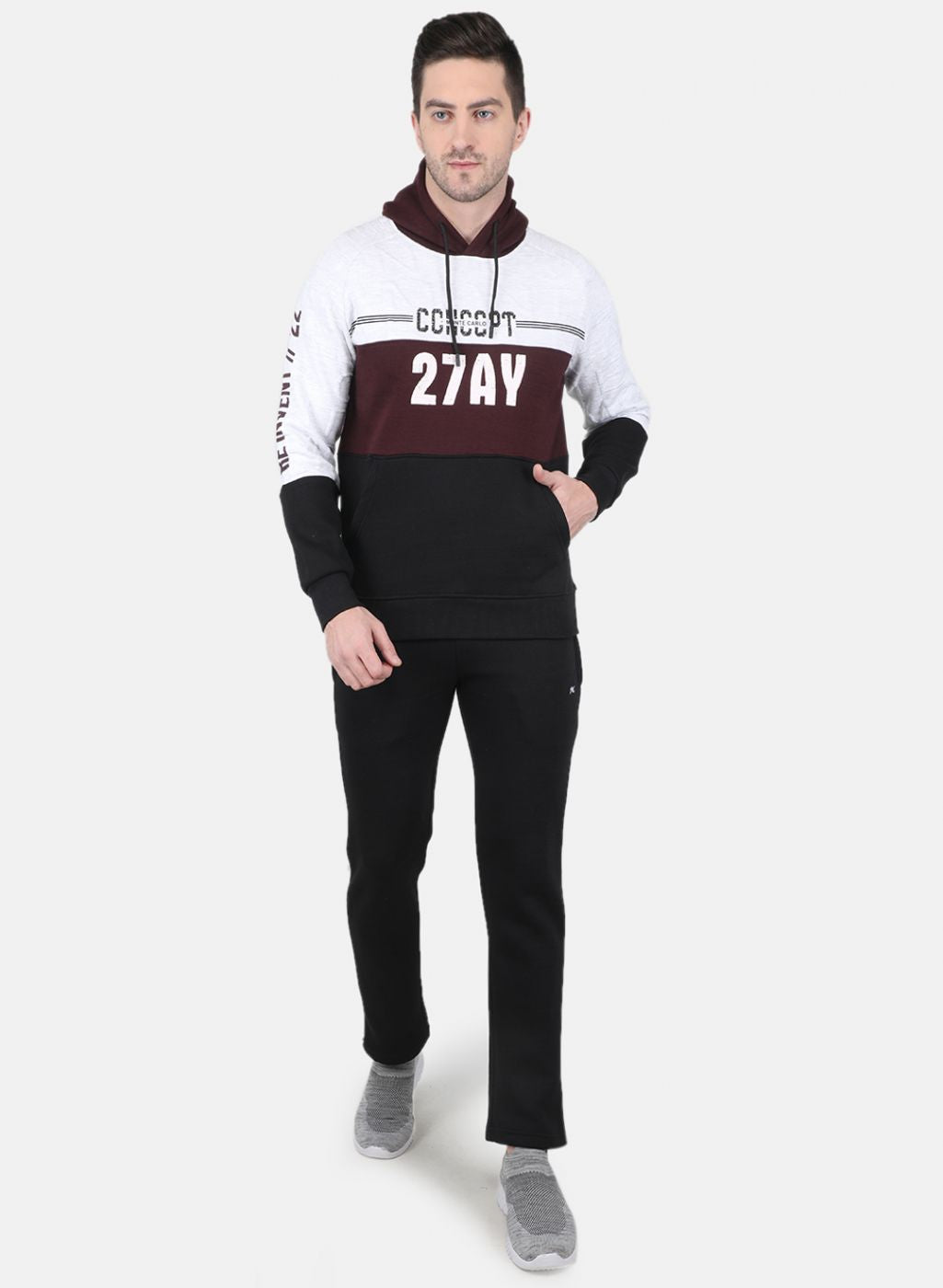 Men Maroon Printed Tracksuit