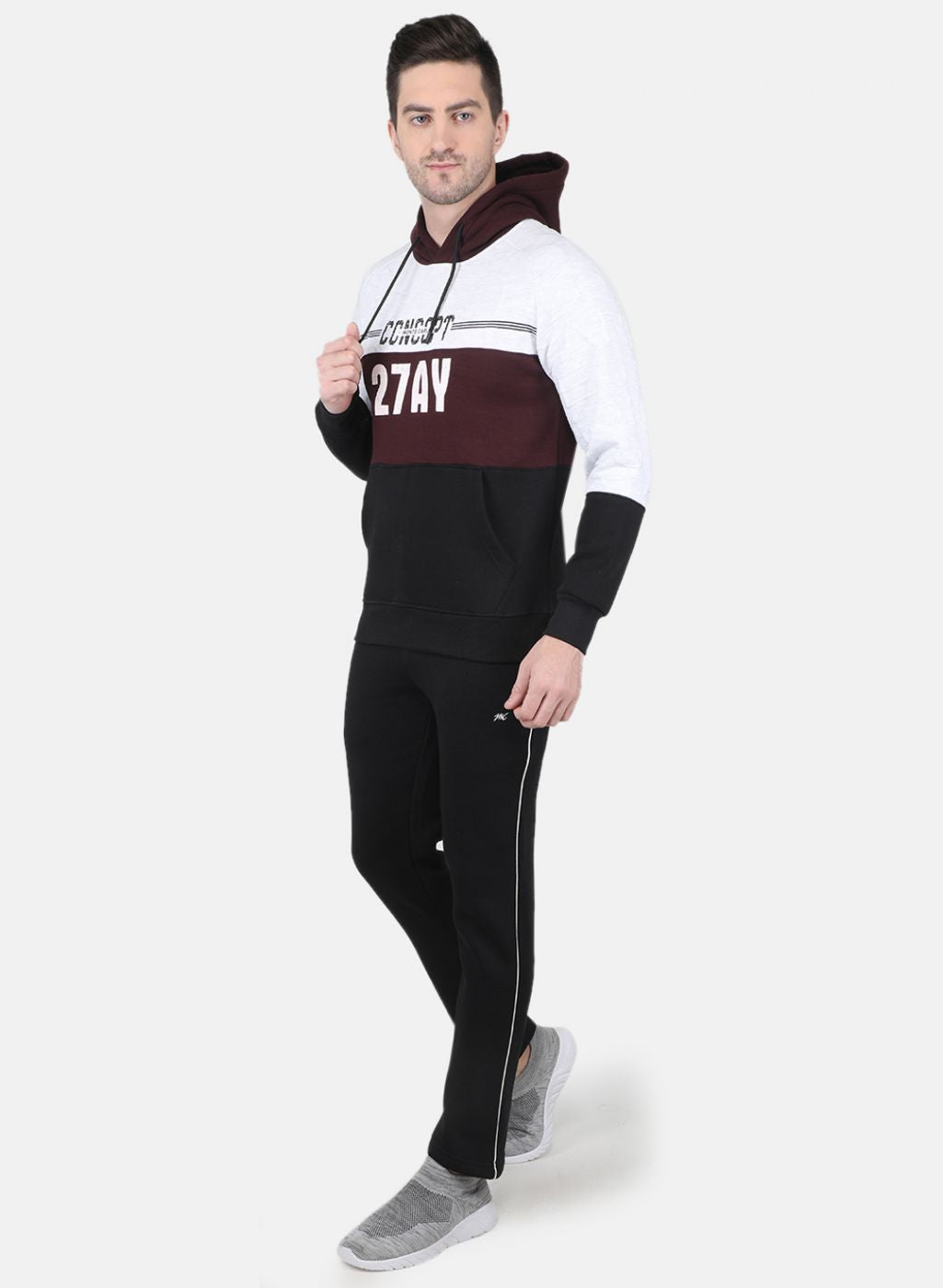 Men Maroon Printed Tracksuit