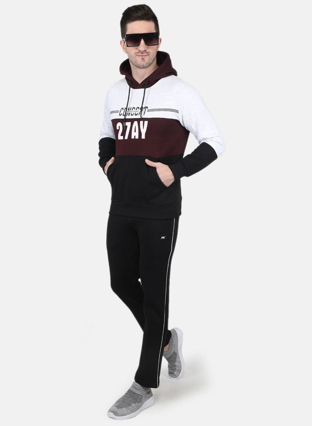 Men Maroon Printed Tracksuit