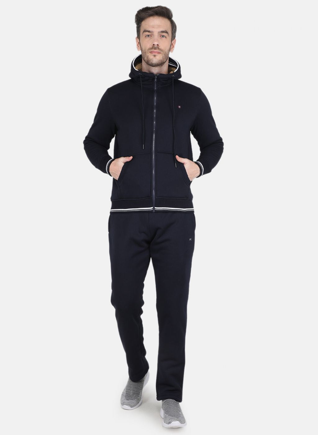 Men Grey Solid Tracksuit