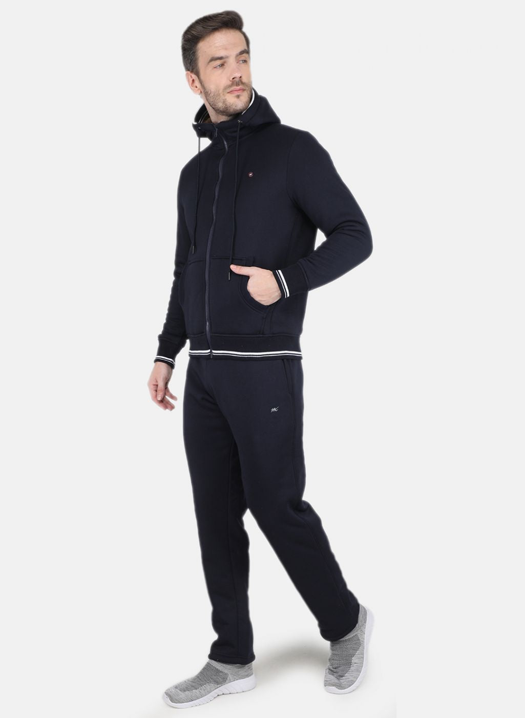 Men Grey Solid Tracksuit