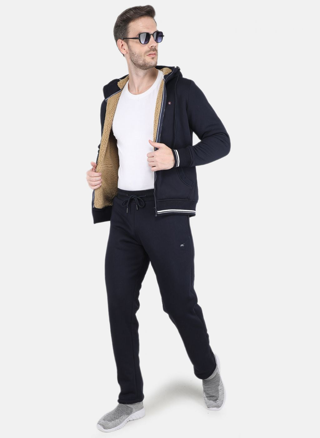 Men Grey Solid Tracksuit