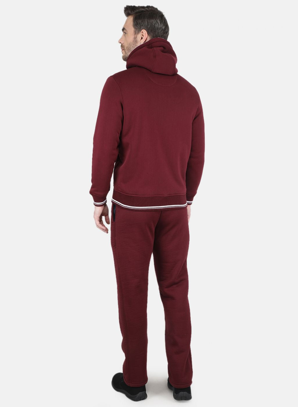 Men Maroon Solid Tracksuit