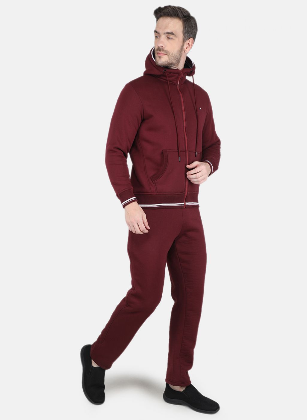 Men Maroon Solid Tracksuit