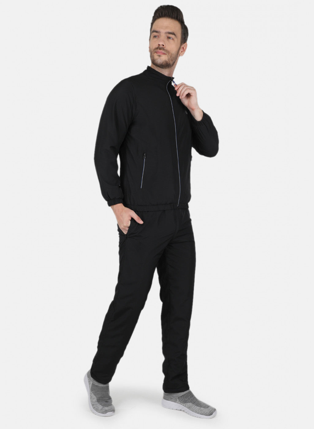 Men Black Light Weight Anti Pilling Linning Tracksuit