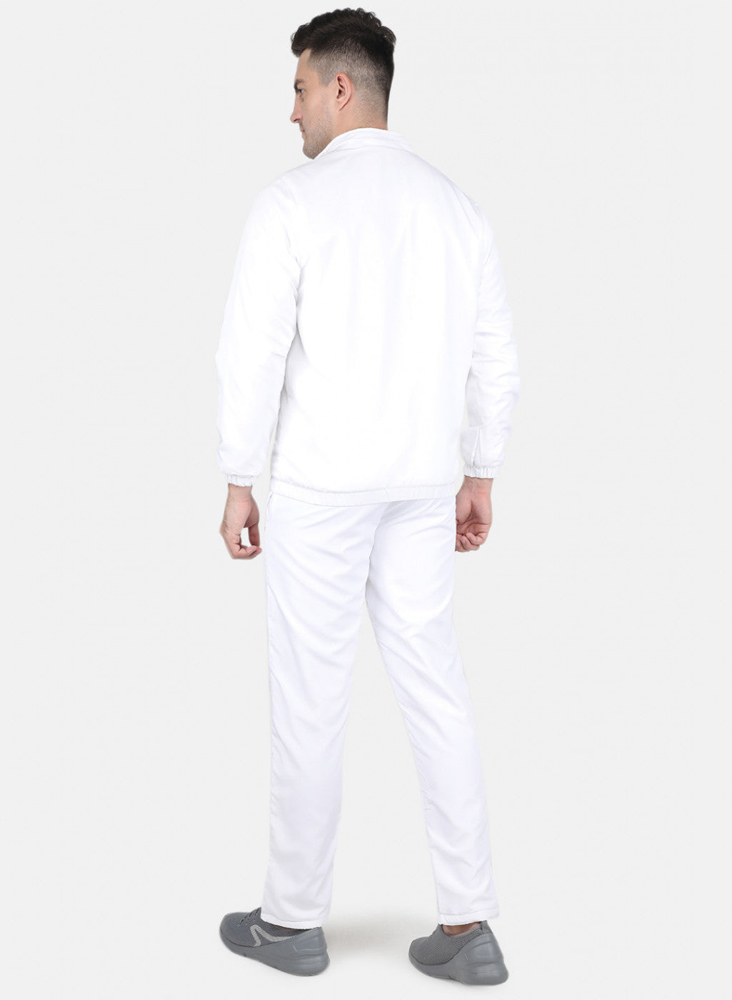 Men White Solid Tracksuit