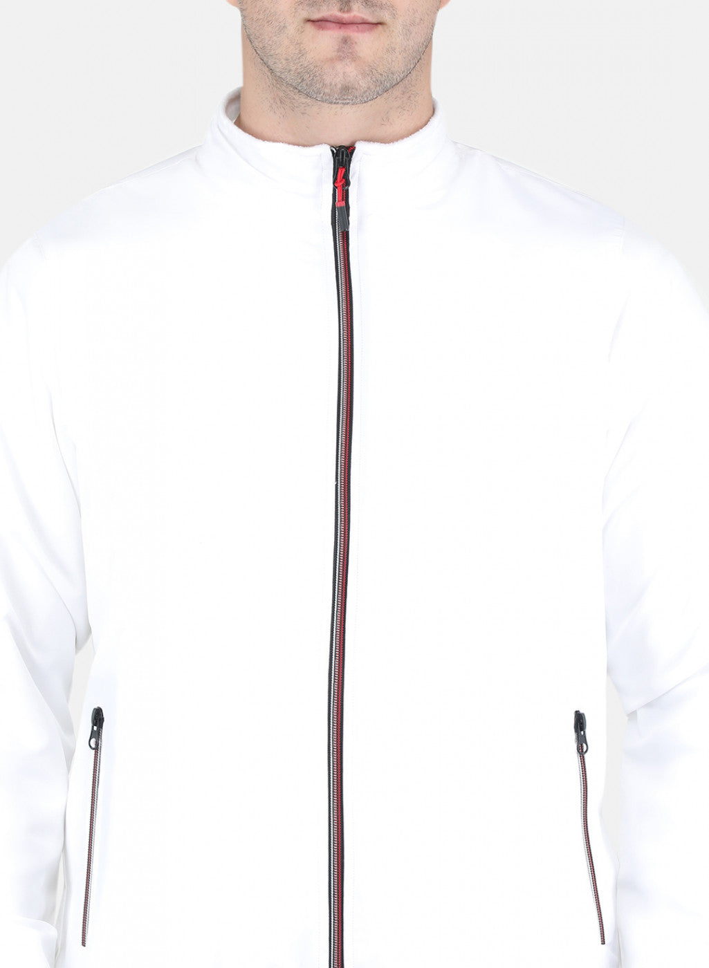 Men White Solid Tracksuit