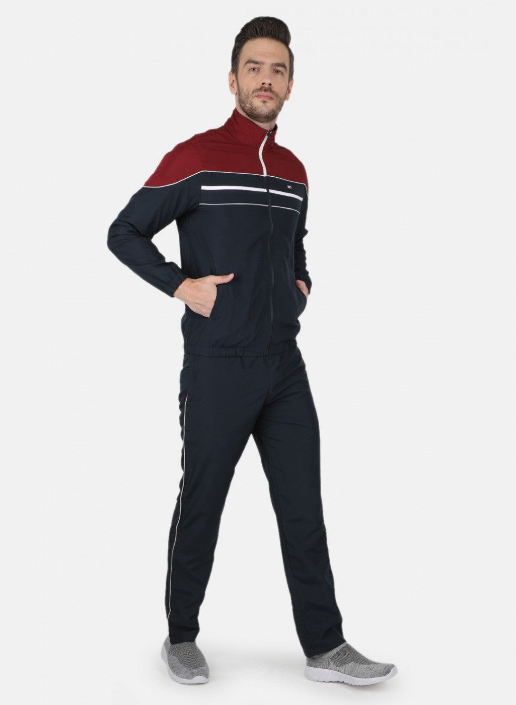 Men NAvy Blue Light Weight Cut & Sew Tracksuit