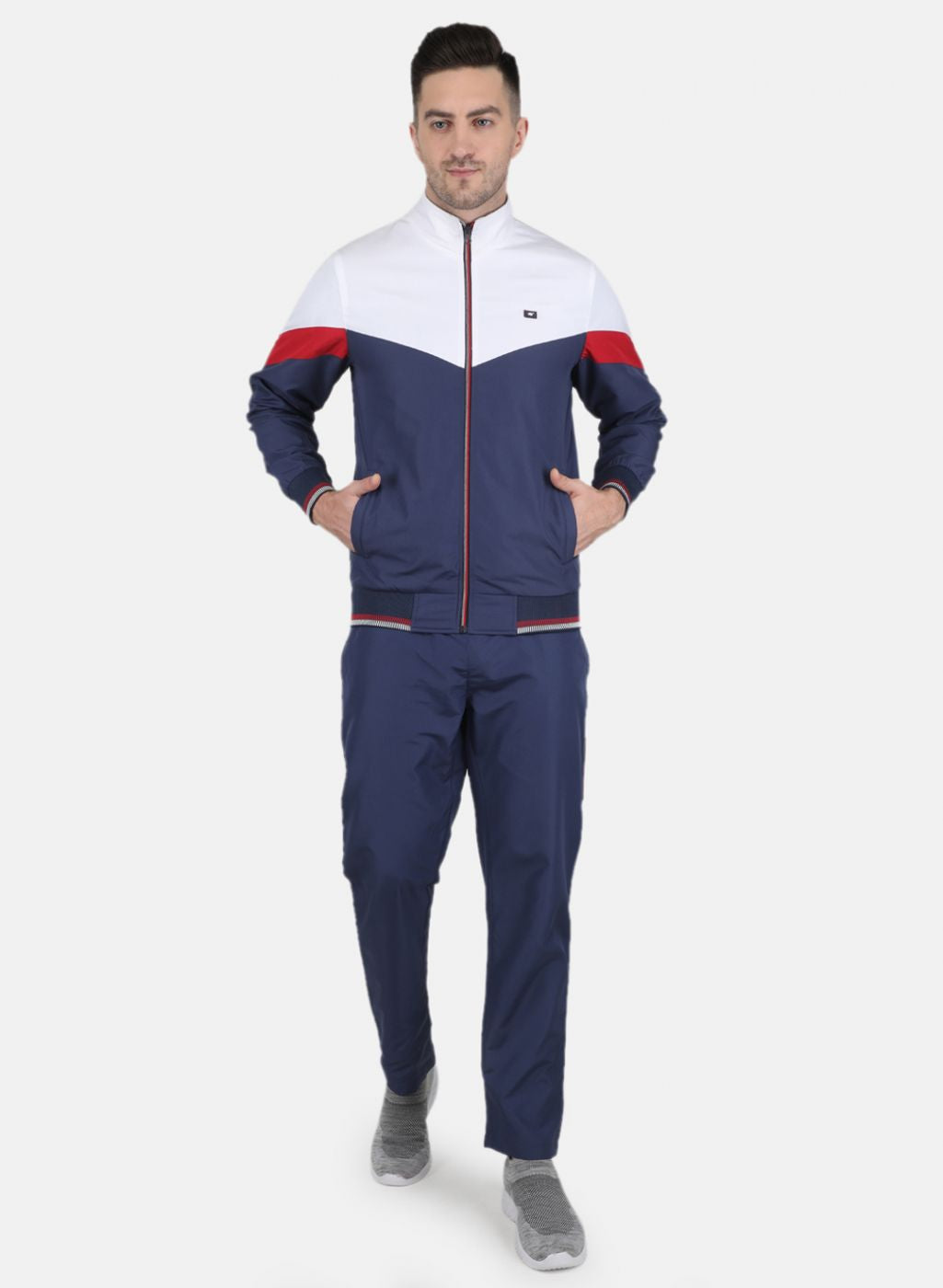 Men Blue Solid Tracksuit