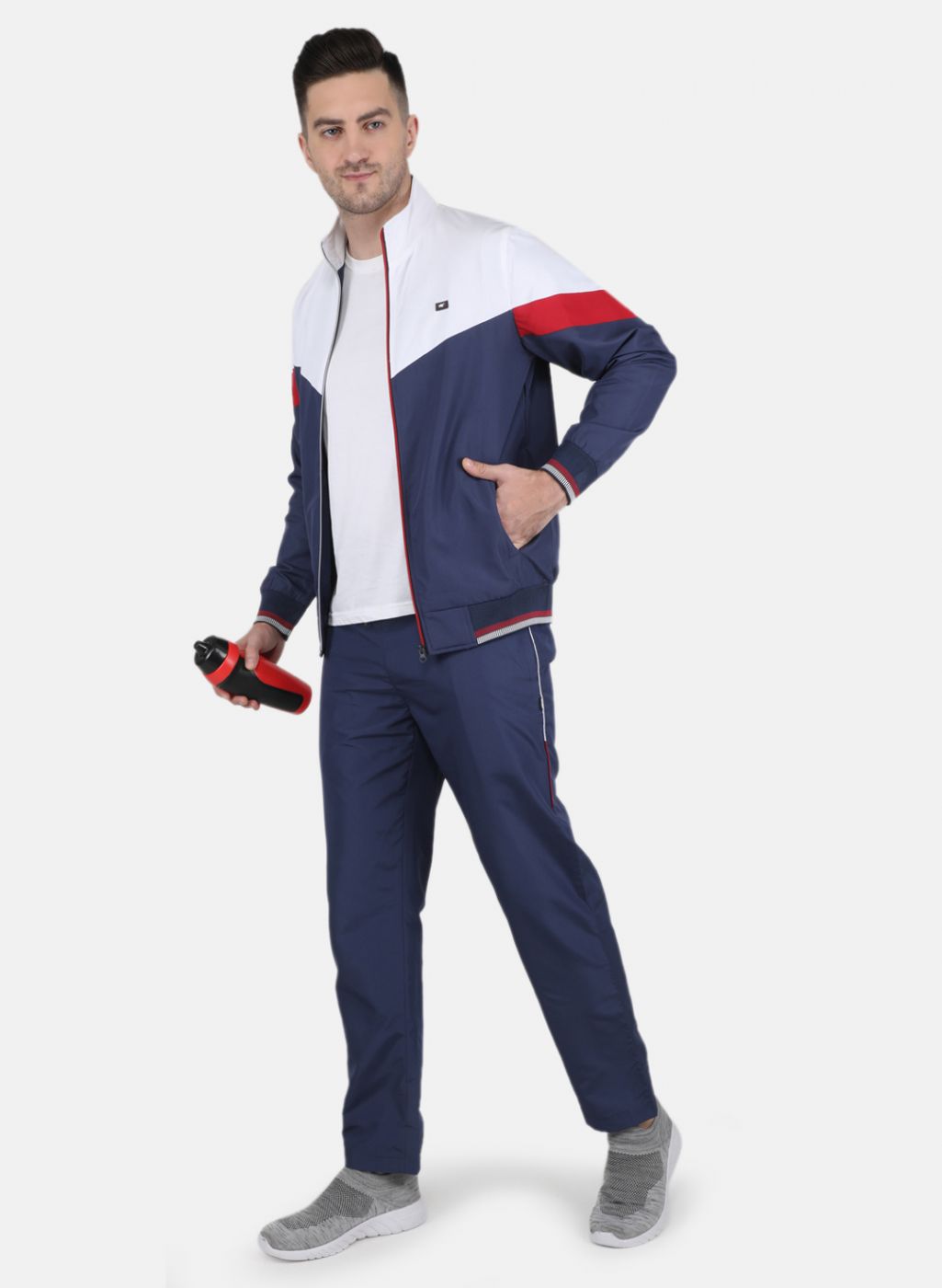 Men Blue Solid Tracksuit