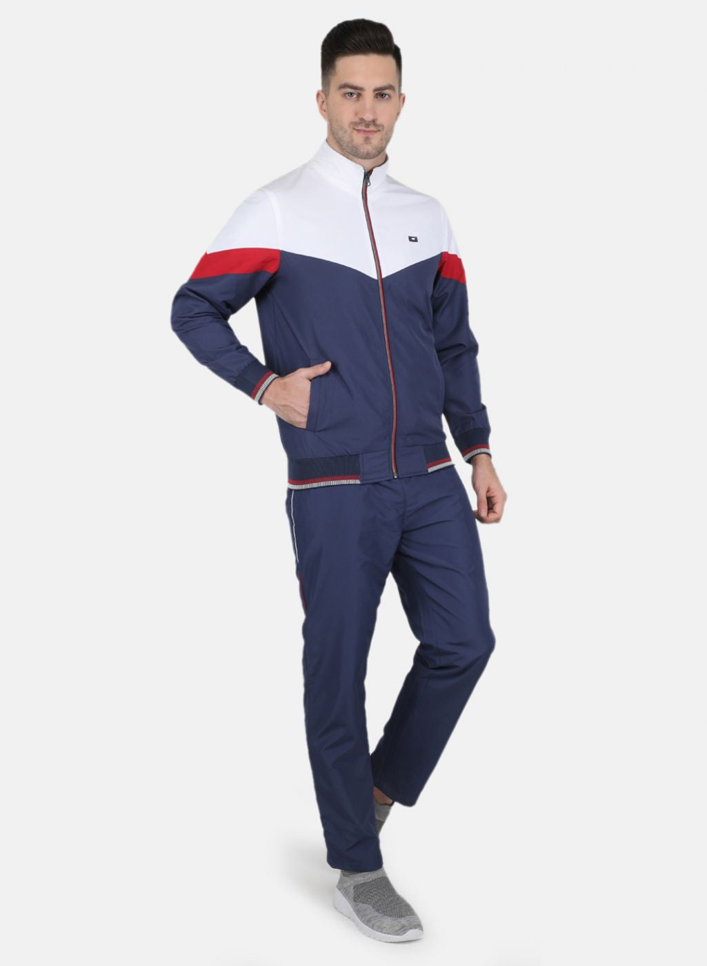 Men Blue Solid Tracksuit