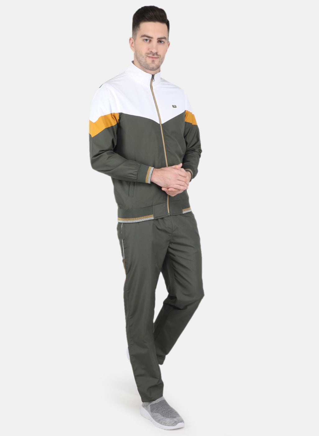 Men Olive Solid Tracksuit