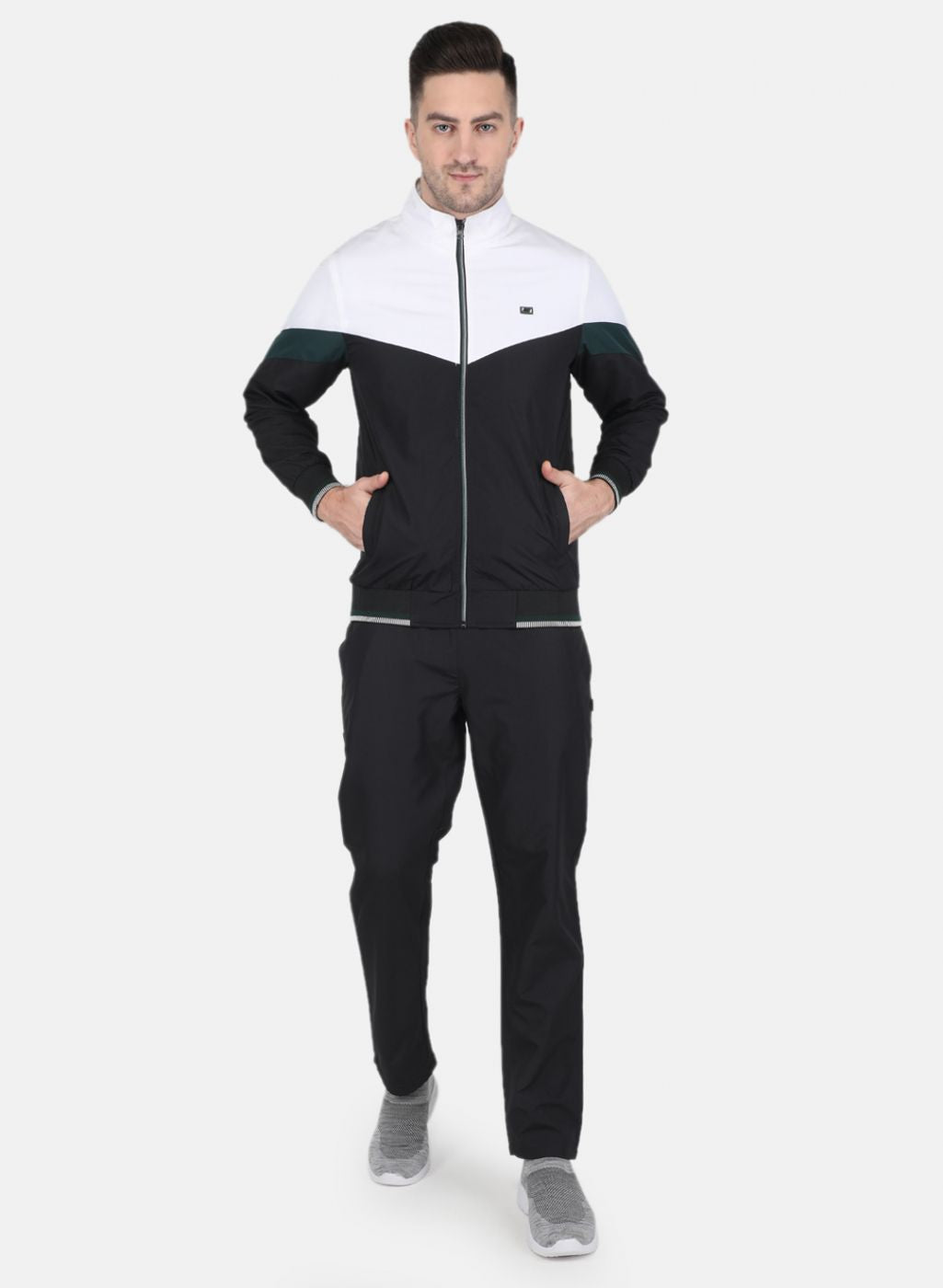 Men Black Solid Tracksuit