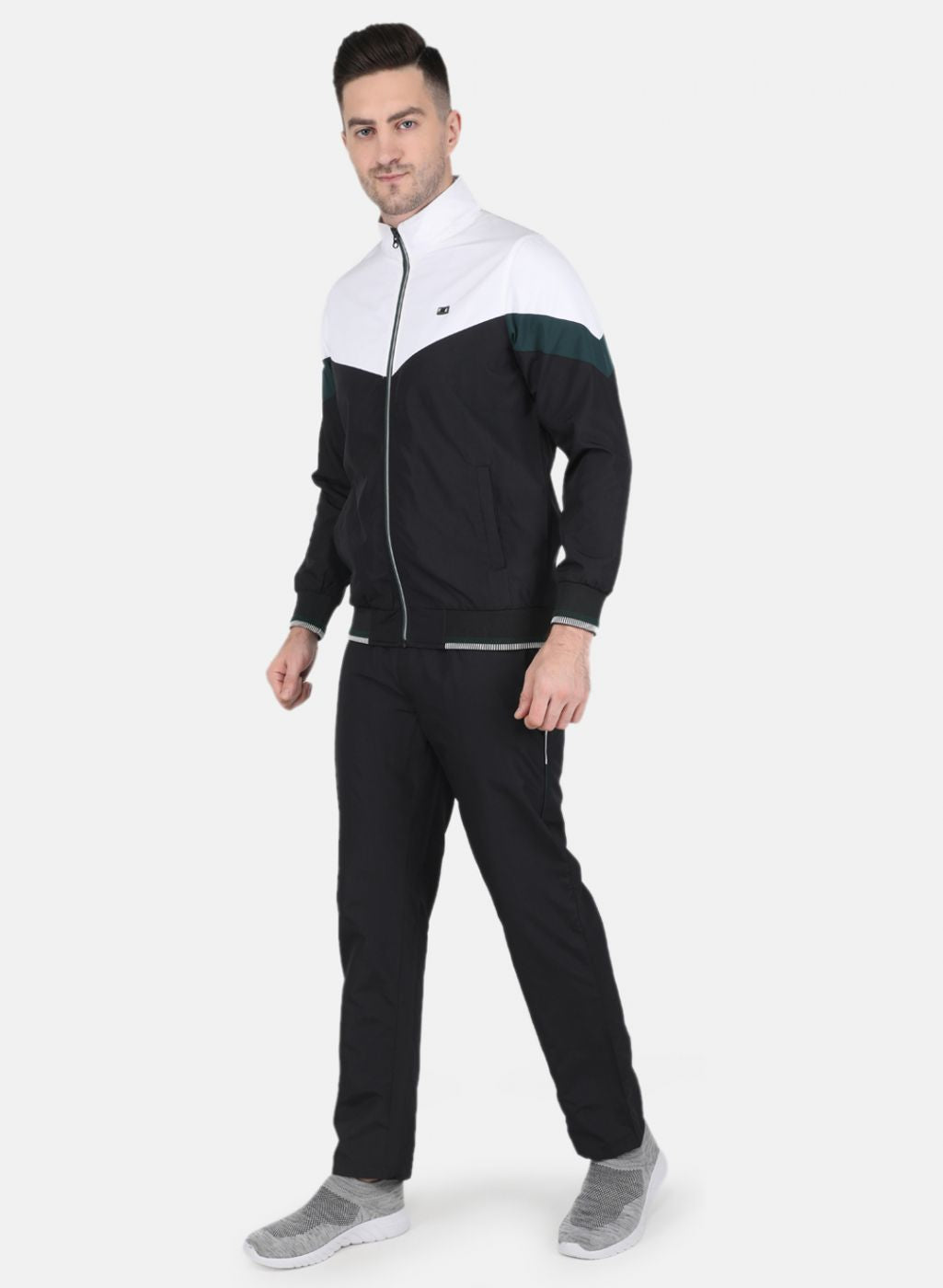 Men Black Solid Tracksuit