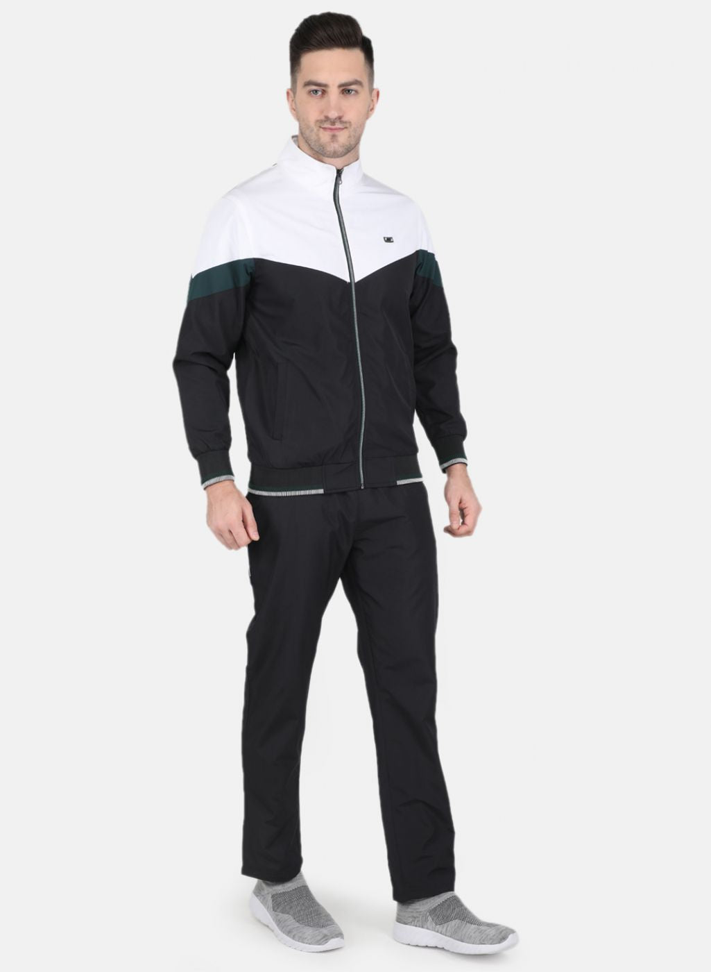 Men Black Solid Tracksuit