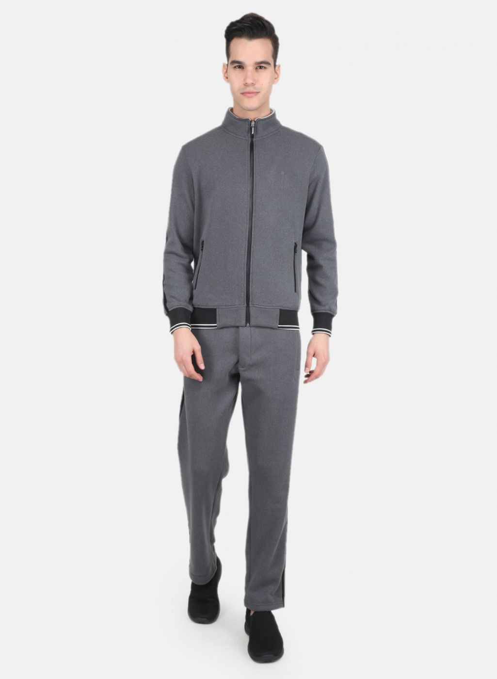 Men Grey Solid Tracksuit