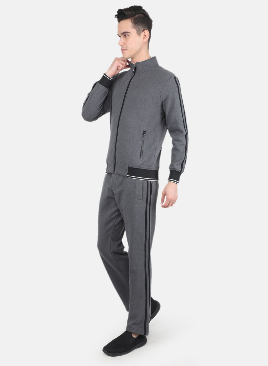 Men Grey Solid Tracksuit