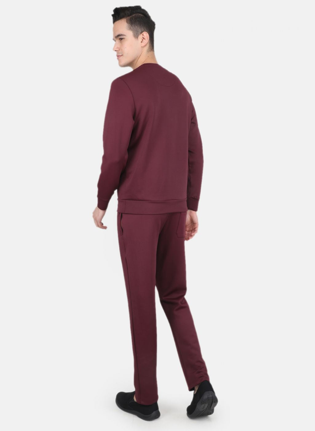 Men Maroon Solid Tracksuit