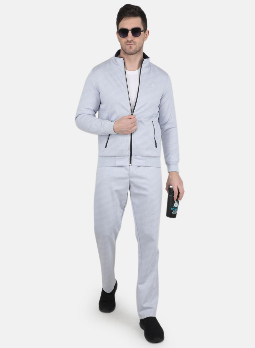 Men Blue Solid Tracksuit