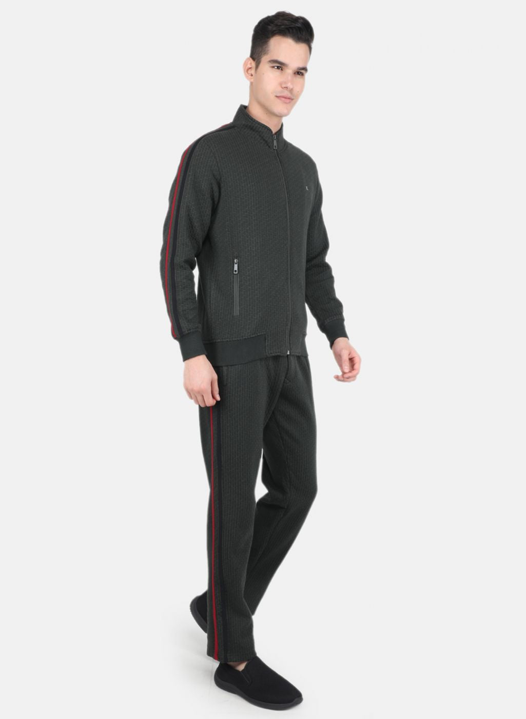 Men Olive Solid Tracksuit