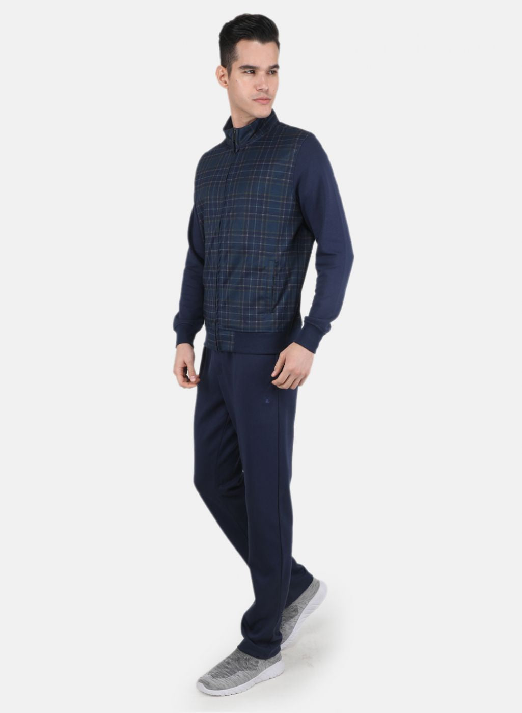 Men NAvy Blue Check Tracksuit