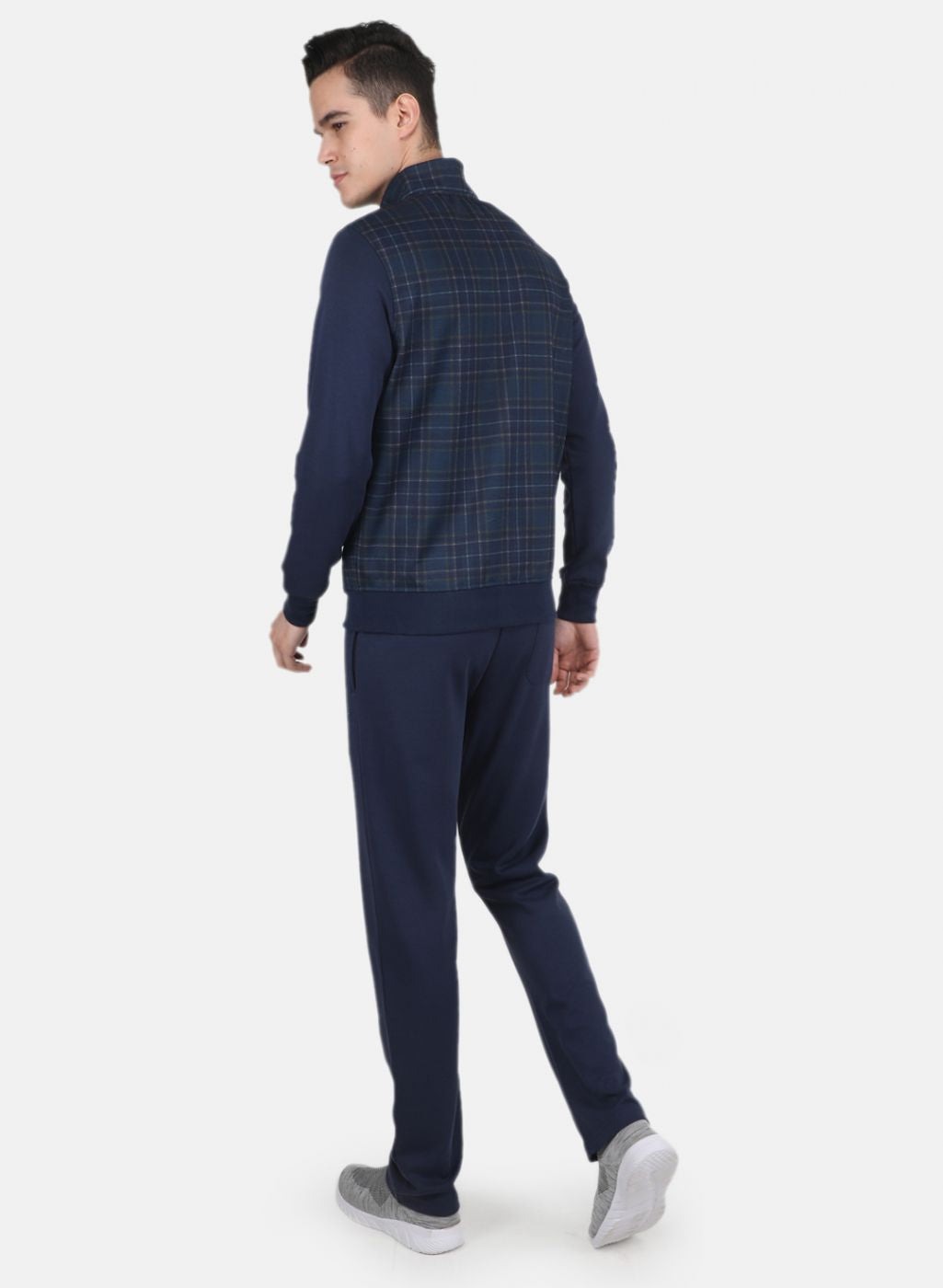 Men NAvy Blue Check Tracksuit