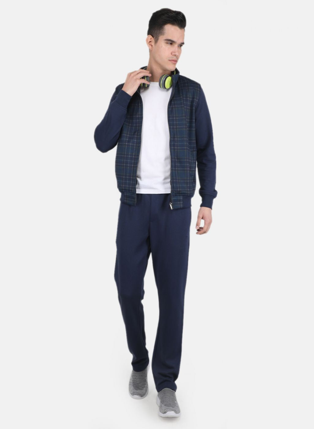 Men NAvy Blue Check Tracksuit