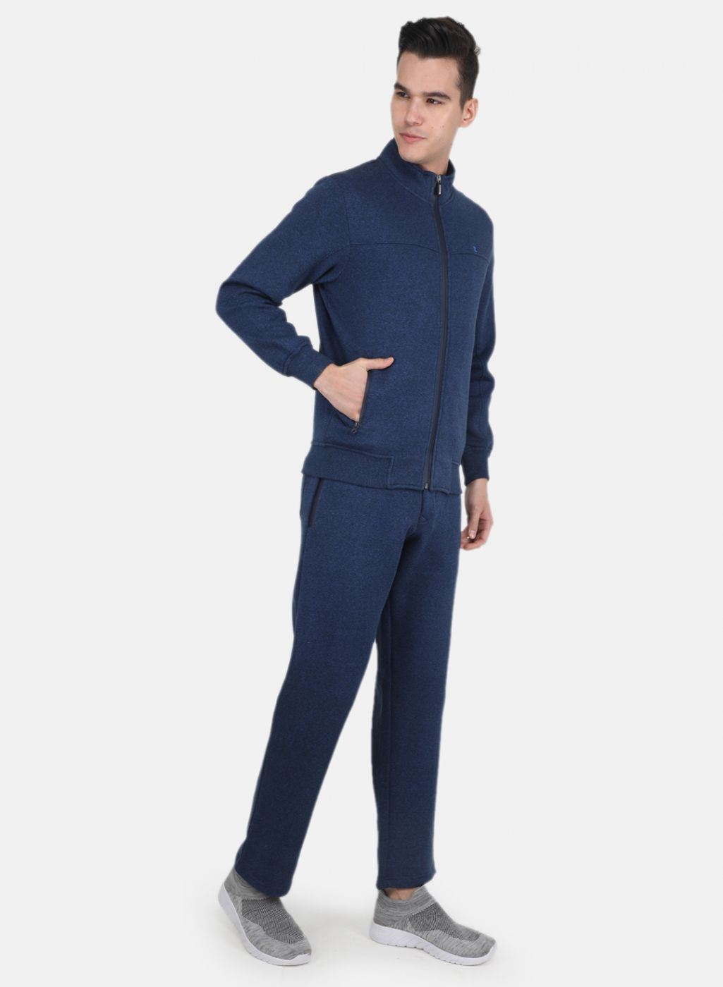 Men NAvy Blue Solid Tracksuit