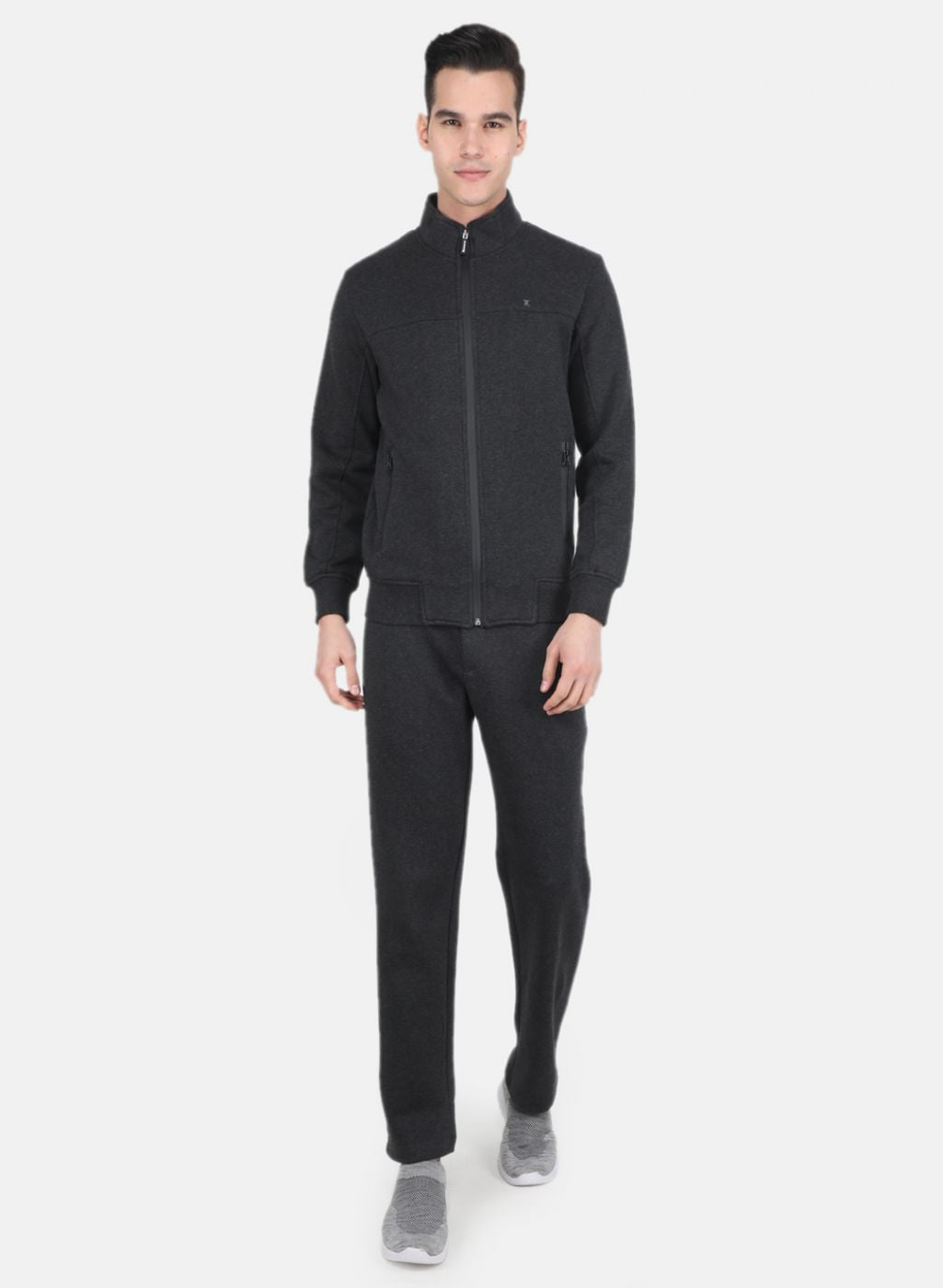 Men Black Solid Tracksuit