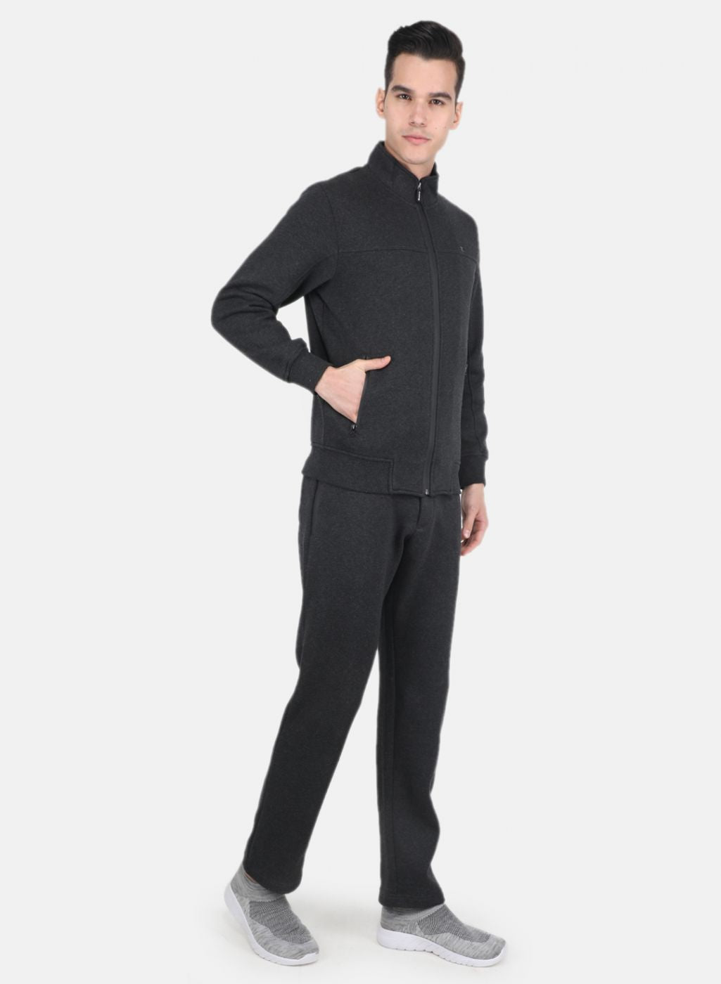 Men Black Solid Tracksuit