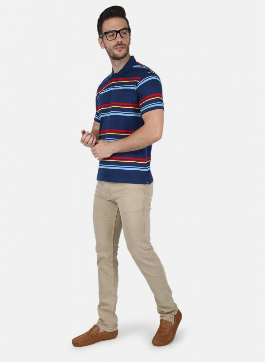 Men Blue Stripe T-Shirt