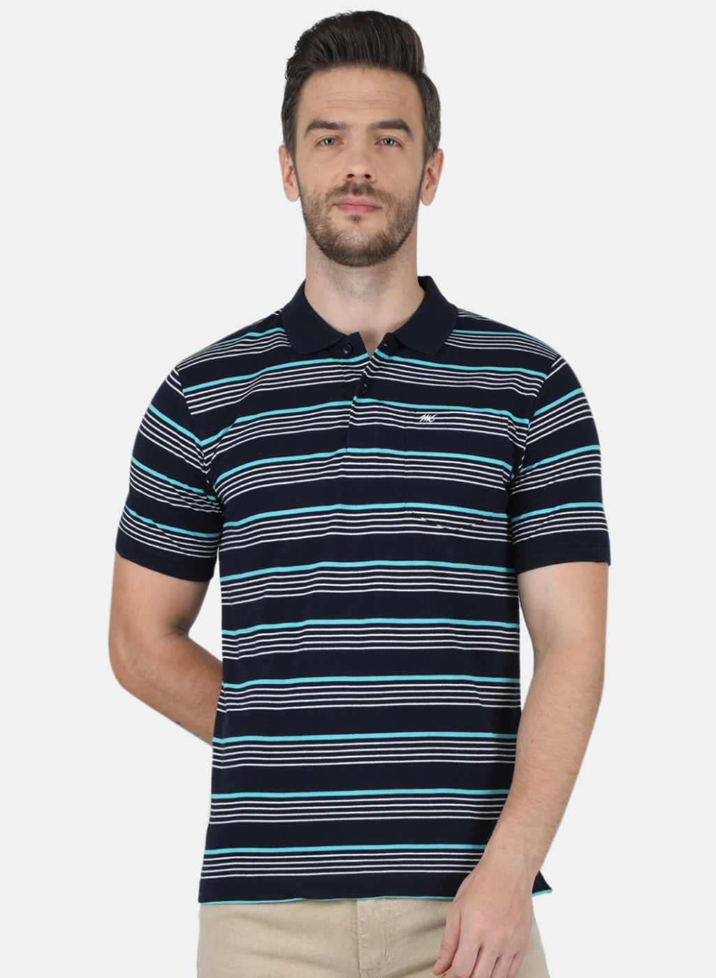 Men NAvy Blue Stripe T-Shirt