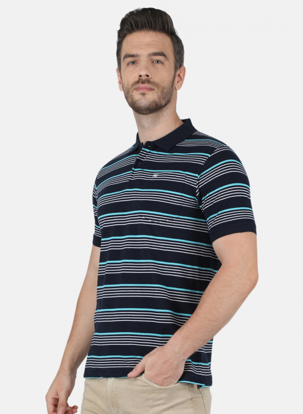 Men NAvy Blue Stripe T-Shirt