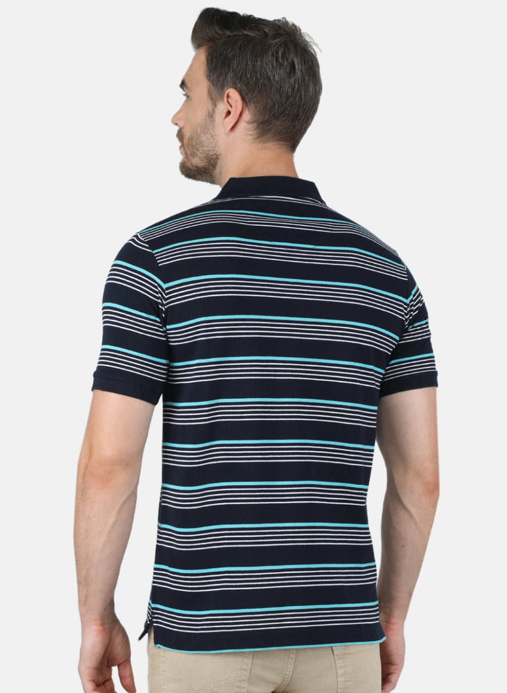 Men NAvy Blue Stripe T-Shirt