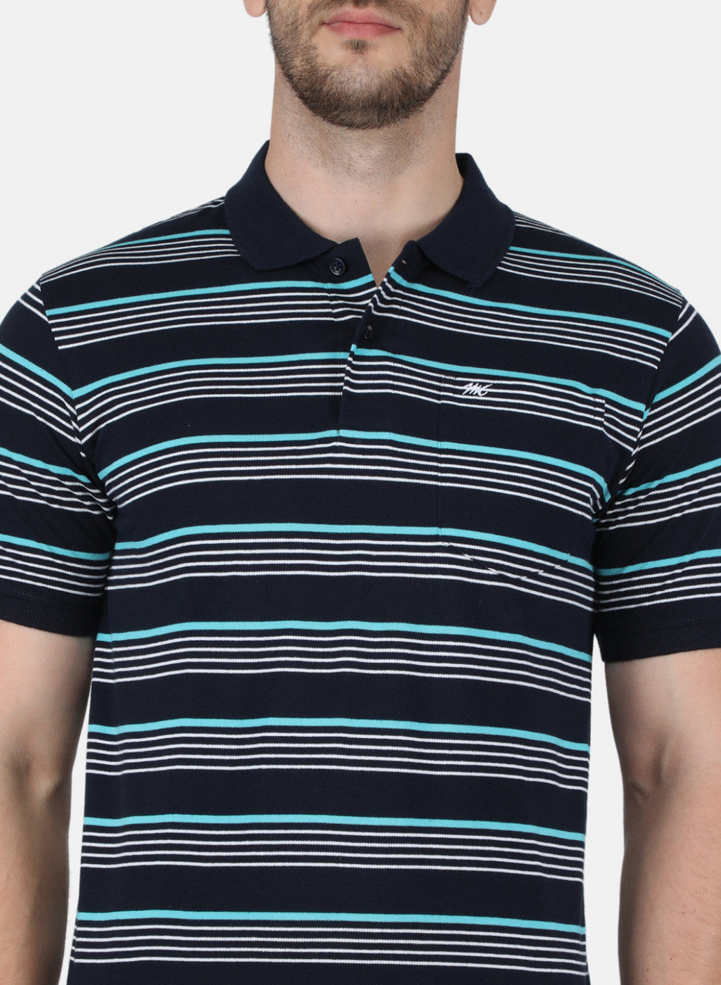 Men NAvy Blue Stripe T-Shirt