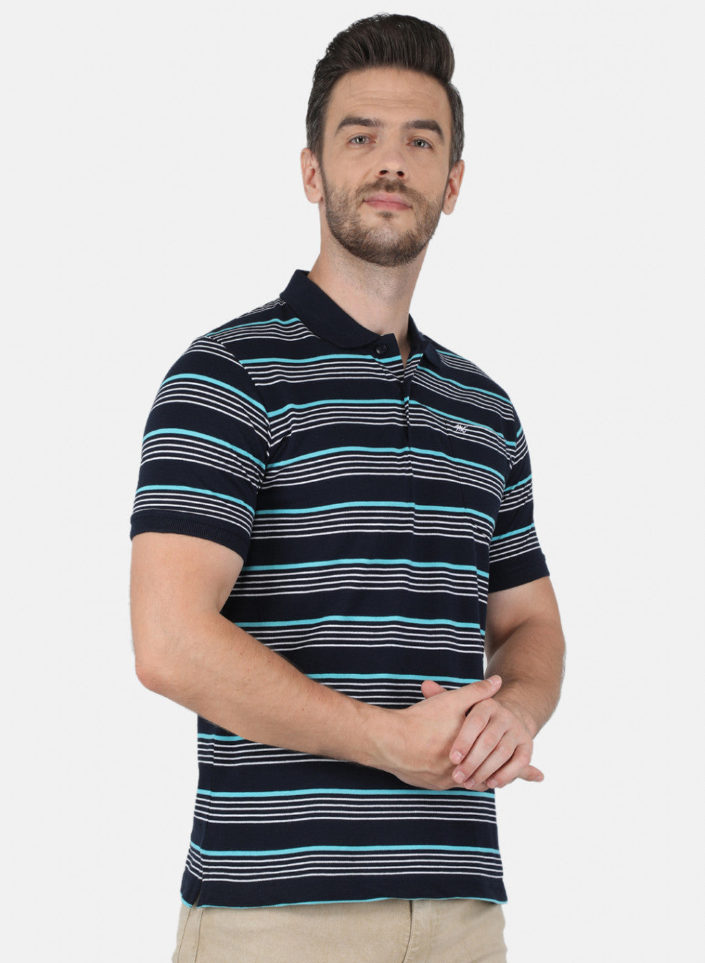 Men NAvy Blue Stripe T-Shirt