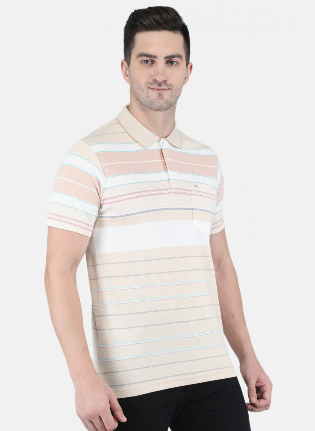 Men Beige Solid T-Shirt