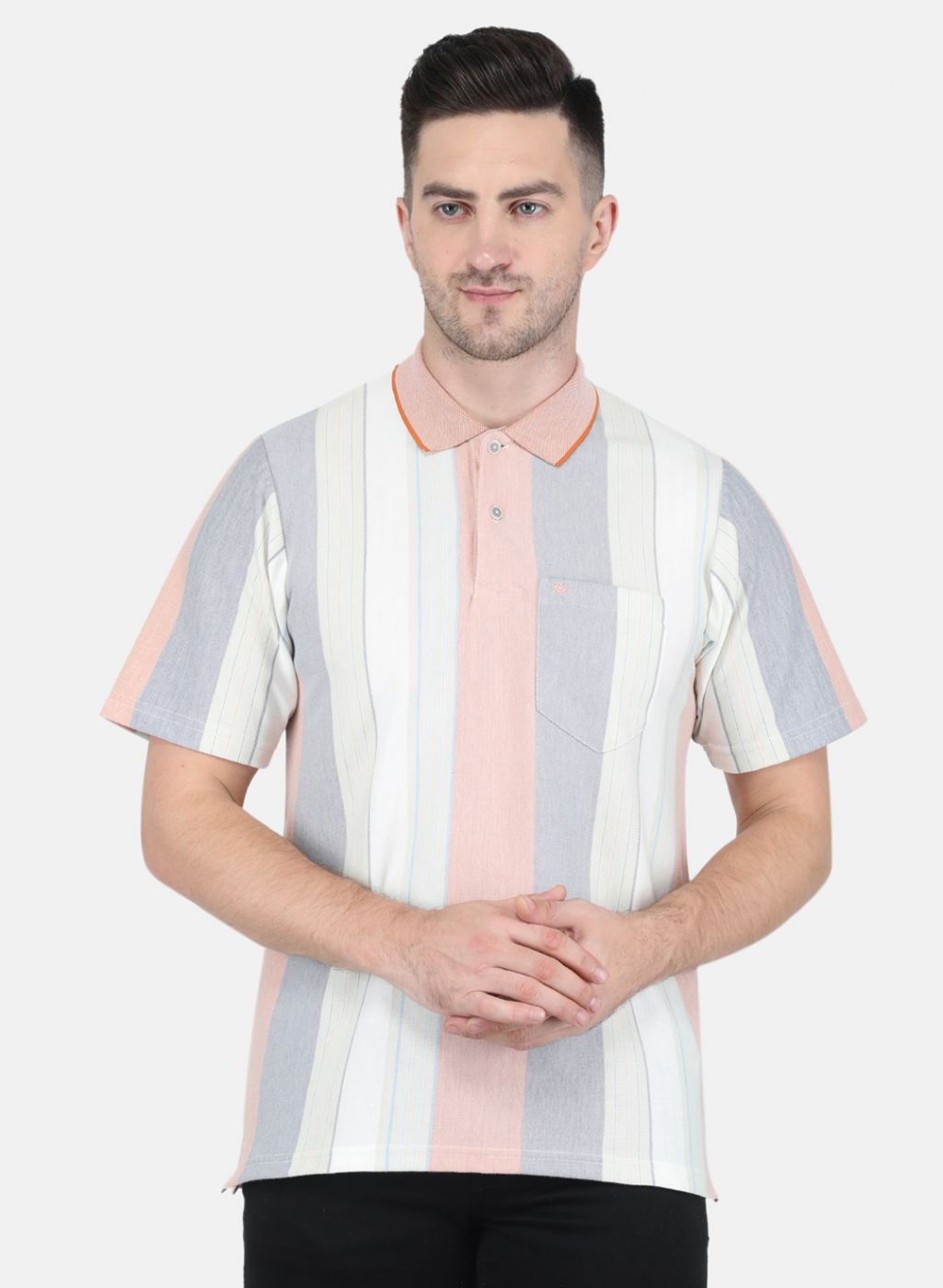 Men Peach Stripe T-Shirt