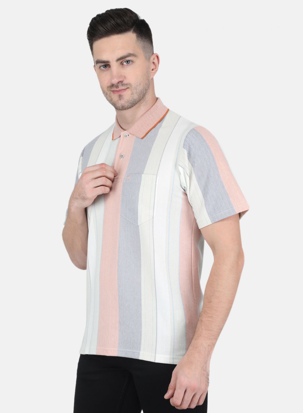 Men Peach Stripe T-Shirt