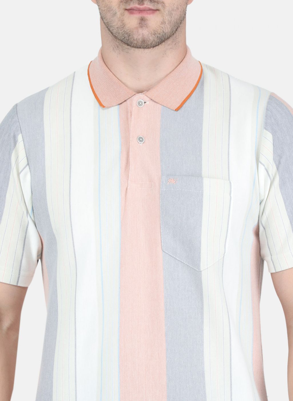 Men Peach Stripe T-Shirt