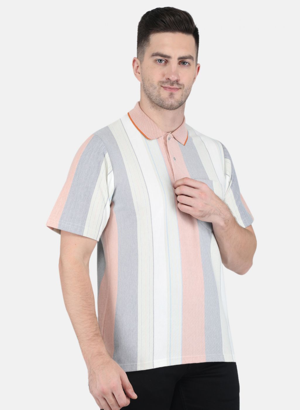 Men Peach Stripe T-Shirt