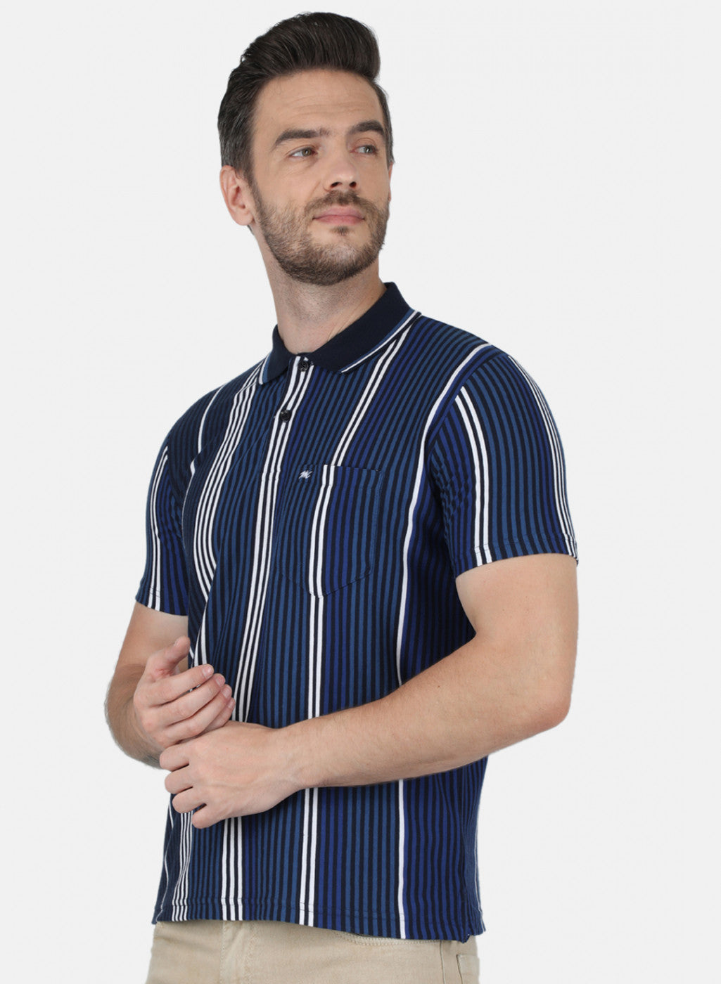 Men NAvy Blue Stripe T-Shirt