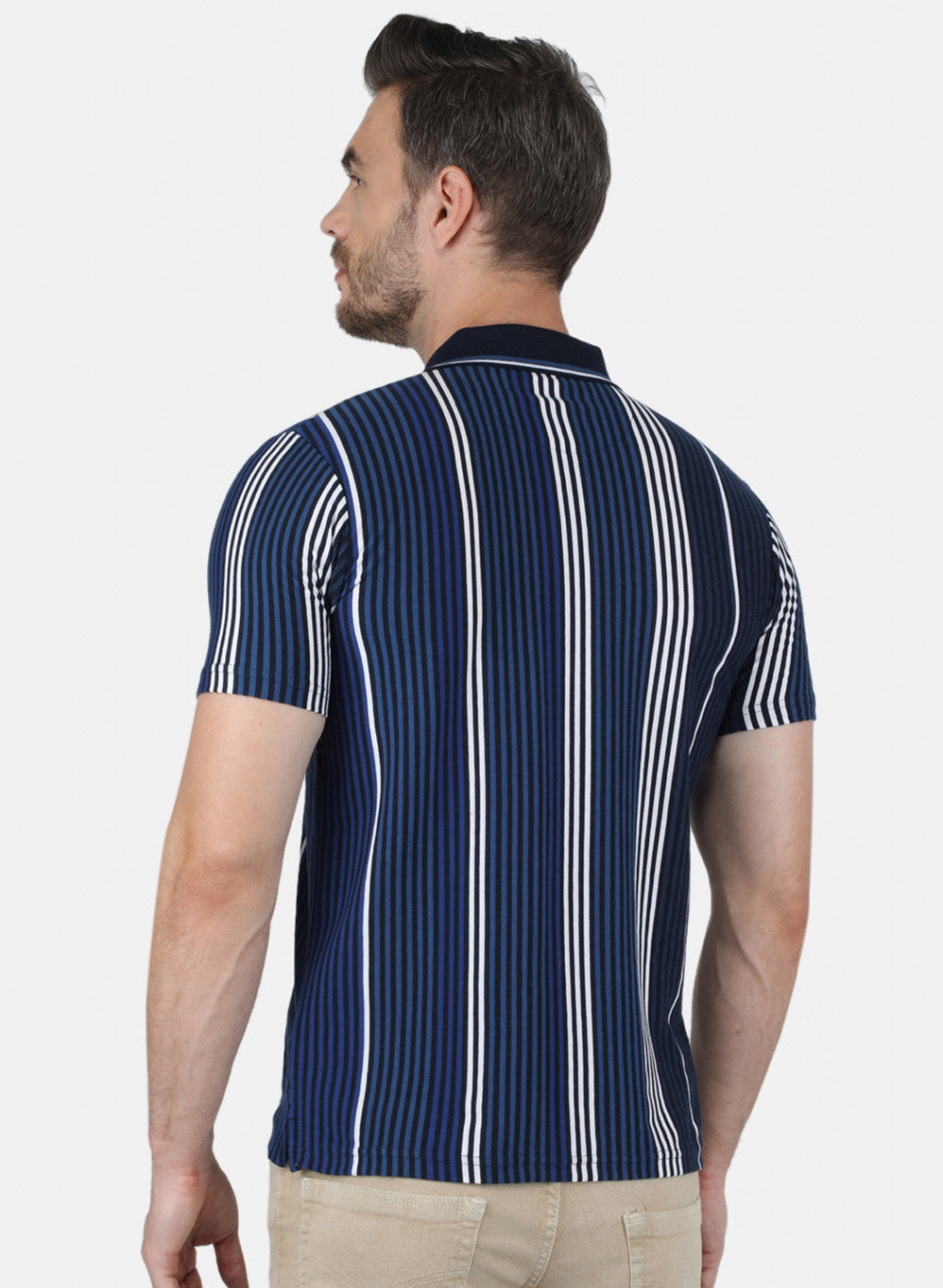 Men NAvy Blue Stripe T-Shirt