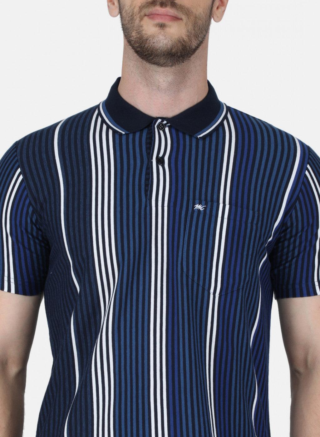 Men NAvy Blue Stripe T-Shirt