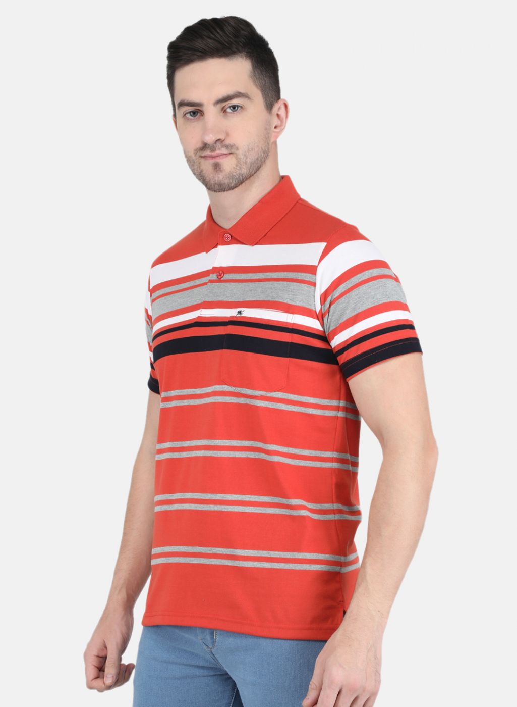Men Orange Stripe T-Shirt
