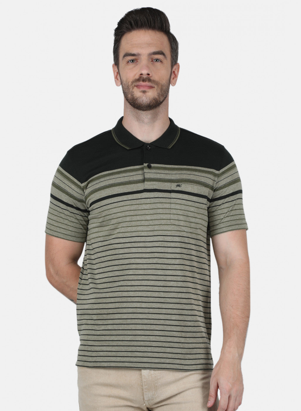 Men Olive Stripe T-Shirt