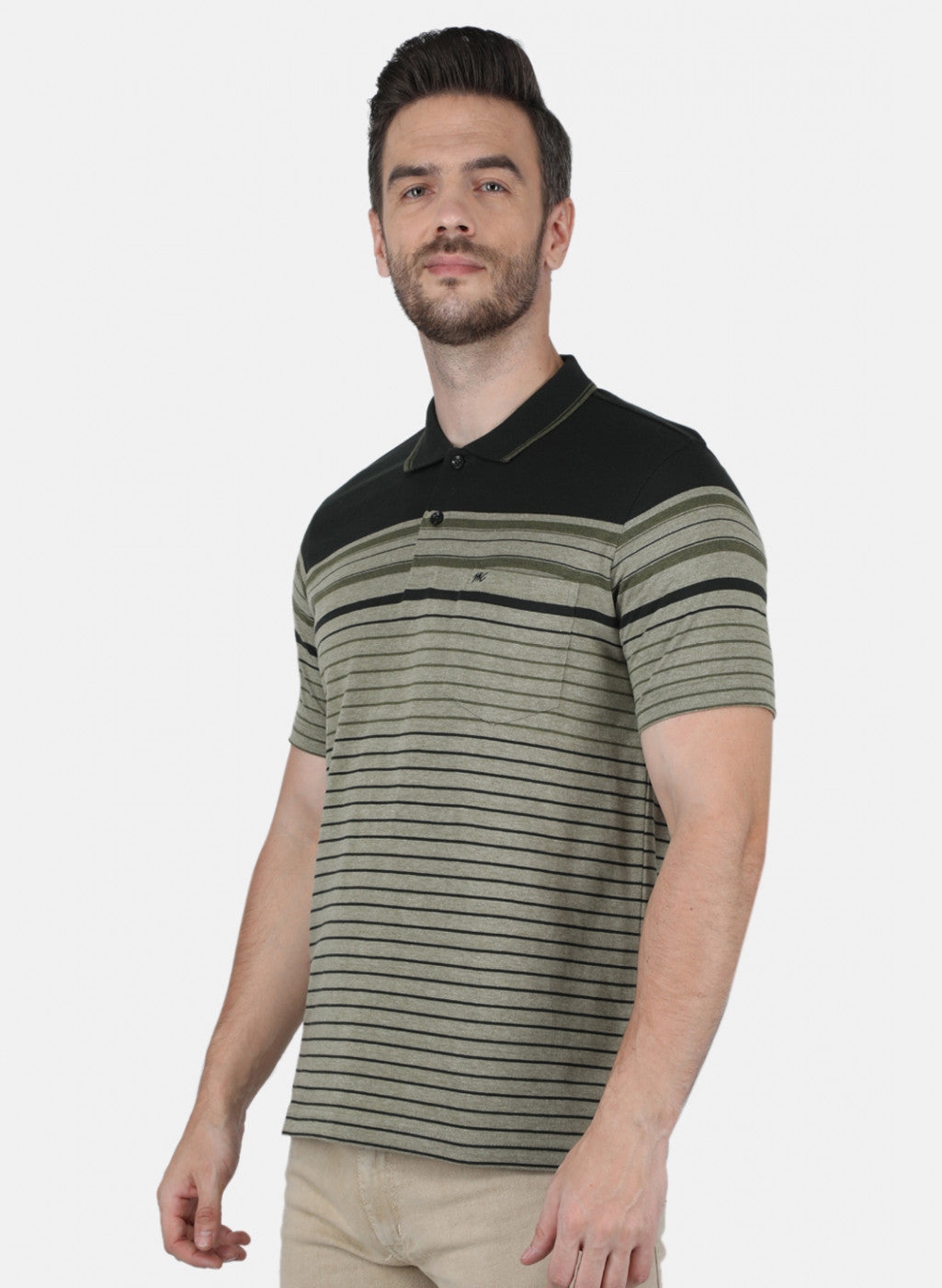 Men Olive Stripe T-Shirt