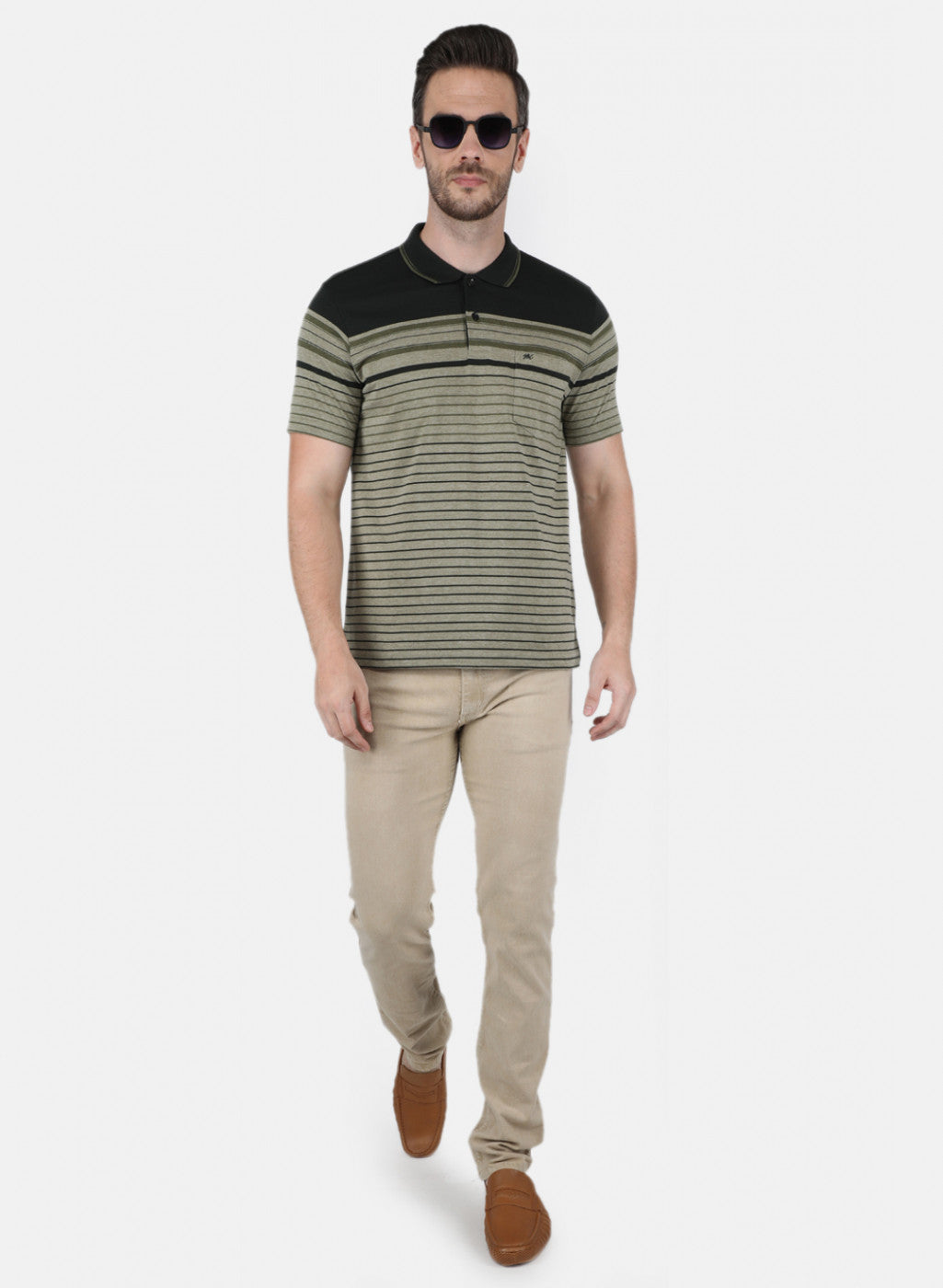 Men Olive Stripe T-Shirt