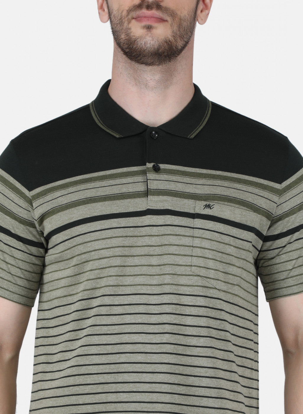 Men Olive Stripe T-Shirt