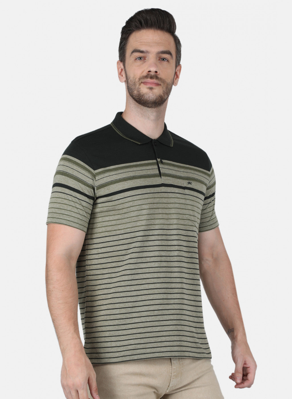 Men Olive Stripe T-Shirt